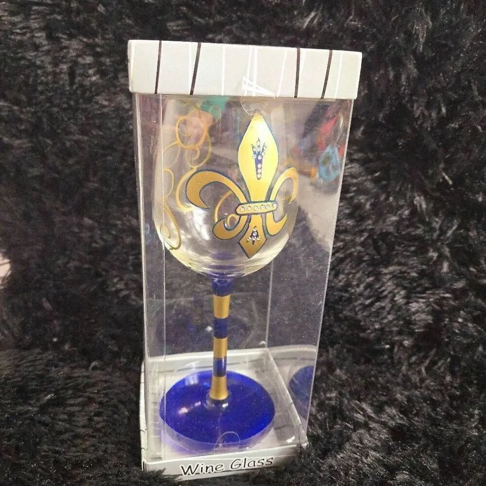 Chesapeake Bay Handpainted Fluer-de-lis wine glass drink wear